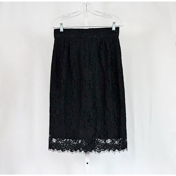 J.CREW Dresses & Skirts - J. Crew Skirt Black Floral Lace Pintucked Pencil Misses Size 6 New F8660
